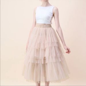 Chic wish love me more layered tulle skirt nudepink